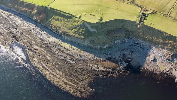 Aerial View of the Ballysaggart Ringfort at St Johns Point in County Donegal  Ireland alt