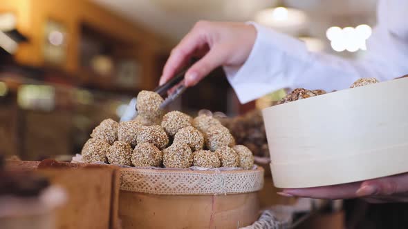 Chocolate Sweets At Confectionery Shop Closeup alt