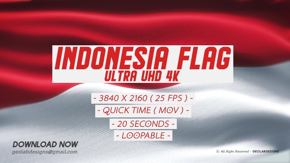 Indonesia Flag - Ultra UHD 4K Loopable alt
