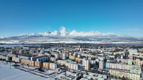 Aerial view of Poprad and High Tatras in Slovakia alt