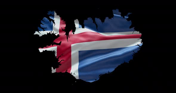 Iceland national flag background with country shape outline alt