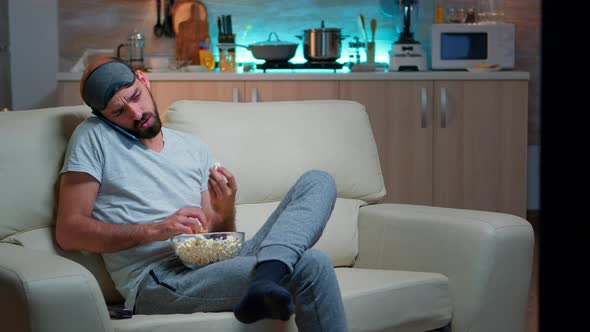 Relaxed Man Talking About Internet Connection alt