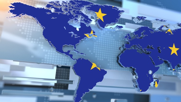 European Union Flag Inside The Shape Of World Map Transition alt