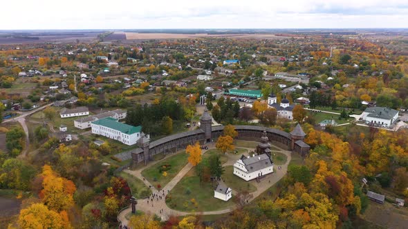 Aerial Panoramic View of Ukraine Fortress in Baturin