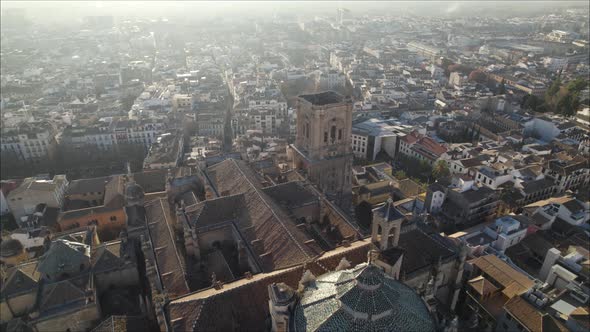 Impressive aerial view over Granada Cathedral, Andalusia, Spain