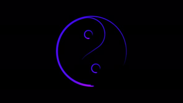 Glowing neon line Yin Yang symbol of harmony and balance icon isolated on black background. alt