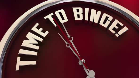 Time To Binge Watch Tv Programs Eat Food Clock 3d Animation alt