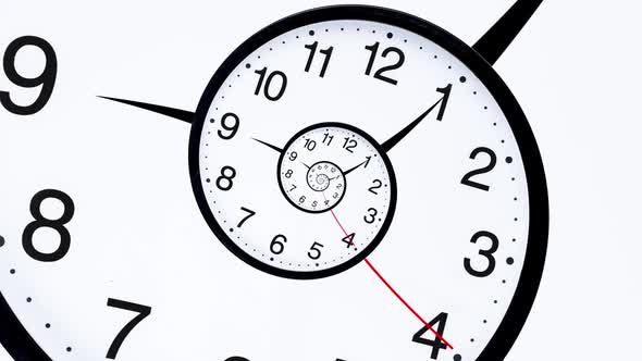 Infinity time spirals clock animation. Infinity life concept. droste effect alt
