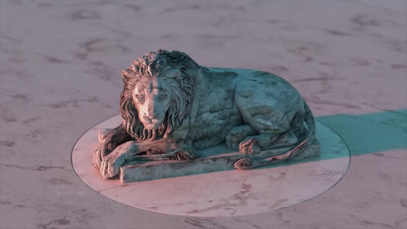 The Sculpture of a Lion Flips Over on the Platform alt