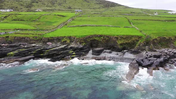 Beautiful Aerial View of Valentia Island. Scenic Irish Countyside on a Dull Spring Day, County Kerry