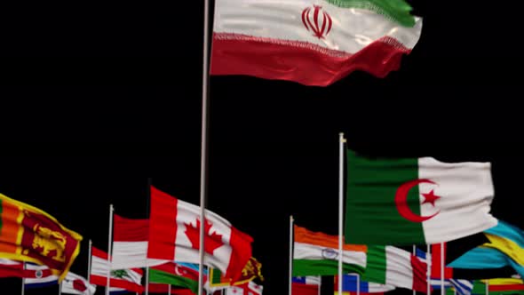 Iran Flag With World Flags In Alpha Channel