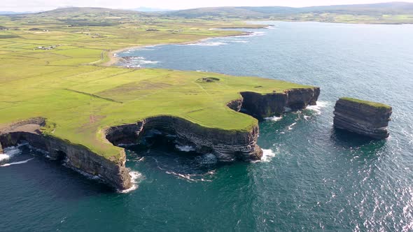Aerial View of the Dun Briste Sea Stick at Downpatrick Head County Mayo  Republic of Ireland alt