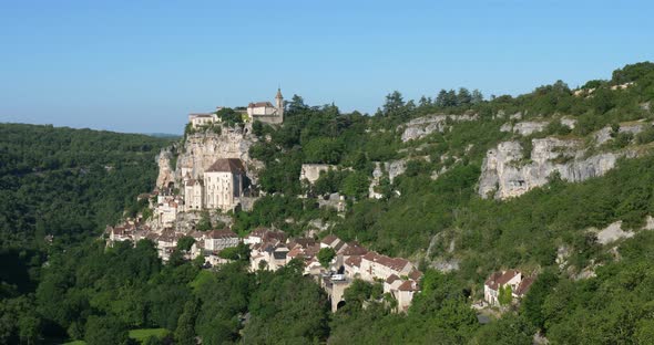the medieval city Rocamadour, Lot department, Occitanie, France alt