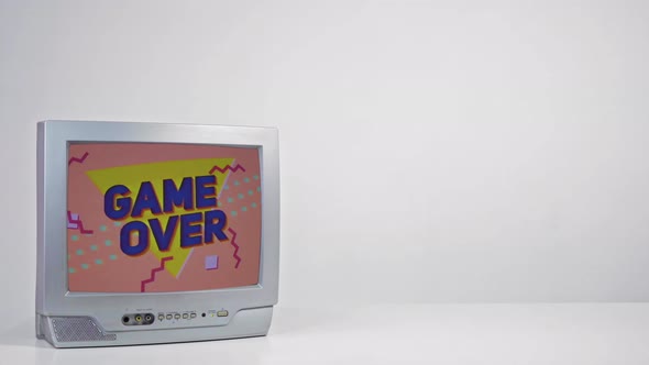 GAME OVER Title on a Tube TV Vintage 80's 90's alt