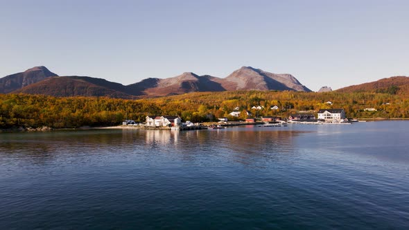 View Of A Fish Farm Facility At The Harbor Of Senja Island, Troms og Finnmark, Norway. wide alt