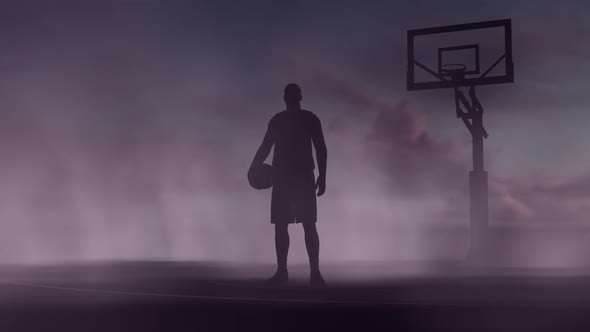 Basketball court and player