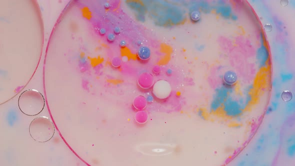 Fantastic Structure of Colorful Oil Paint and Ink Bubbles Chaotic Motion Abstract Colorful Paint alt