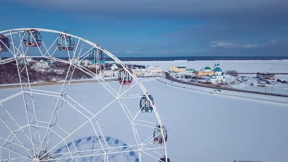 Ferris Wheel And View Of The Church In Cheboksary alt