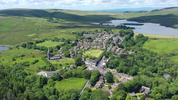 An aerial view of Belmont village near Bolton alt