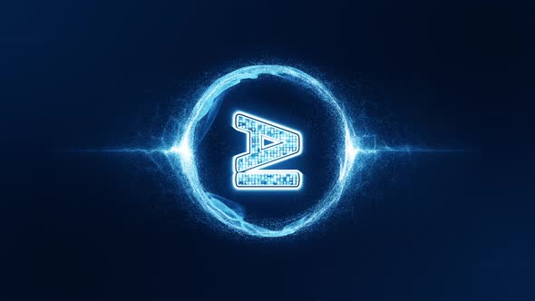 Blue digital AI word futuristic technology icon with blue energy particles ball abstract backgrounds