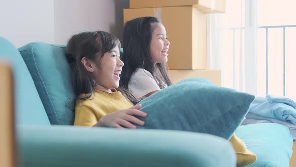 happiness asian child sibling girlfriend playing fun together alt