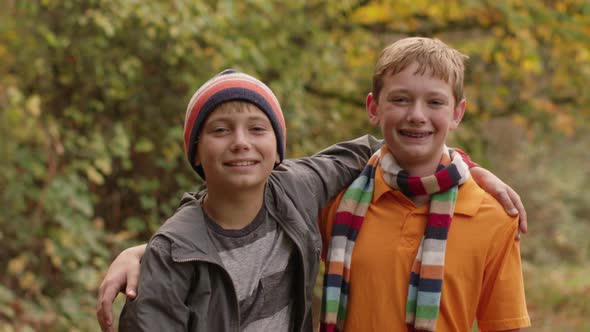 Portrait of two boys in Fall