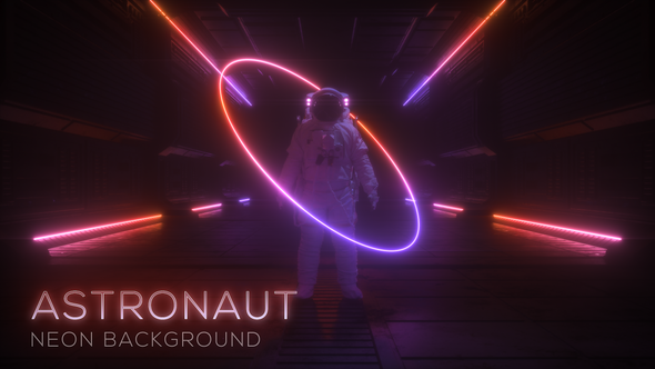 Colorful Neon Glowing Astronaut Background Loop