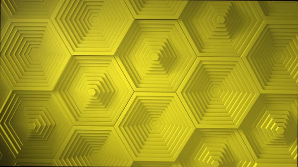 Yellow minimalism mosaic surface with moving black triangles