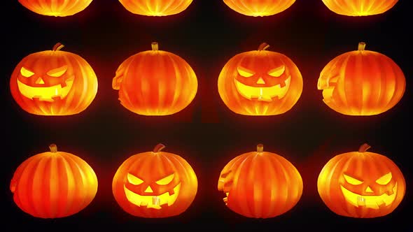 Creative Spooky Halloween Jack-o-lantern Pumpkin Rotating Background Concept alt