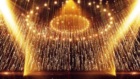 Beautiful Golden Particle Light Rise Award Stage Background alt