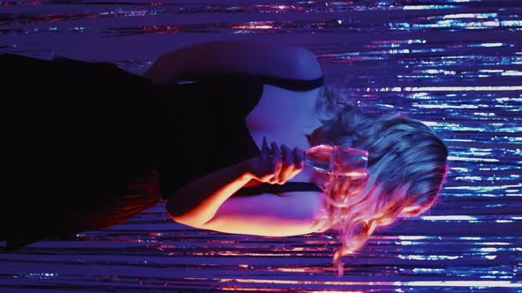 Christmas Party Neon Light Woman Night Club Dance alt