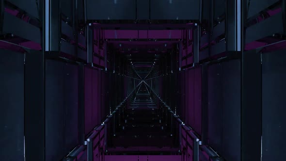 A 3D Illustration of  FHD 60 FPS Fractal Tunnel with Neon Rays