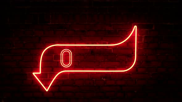 Glowing Neon Red Open Sign Arrow