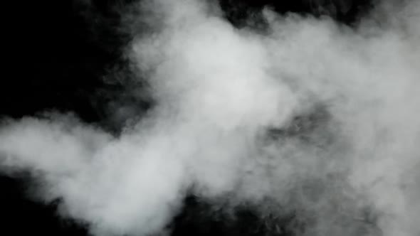 Water Vapor. Slow Motion 240Fps. Jet of Steam Under Pressure on Black Background alt