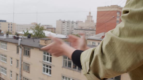 Unrecognizable Woman Clapping for Health Workers alt