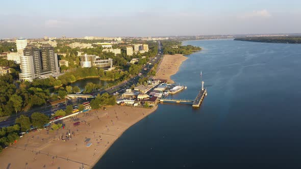 City Beach on the Banks of the Dnieper River in Zaporozhye