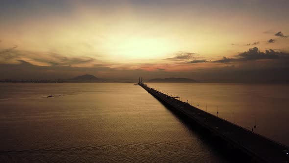Silhouette Penang Bridge traffic alt