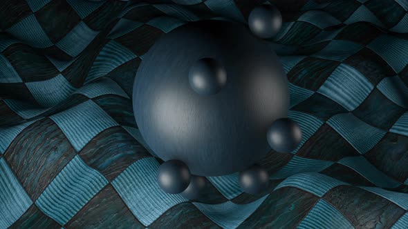 3d Ball with Rotating Balls on Wavy Surface alt