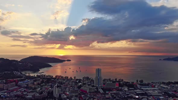 Aerial View of Phatong City and Ocean at Phuket alt