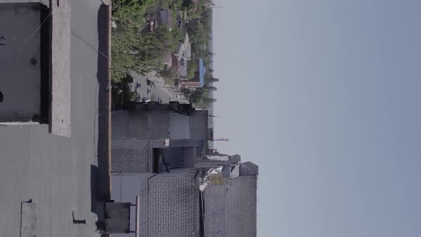 Vertical Video of the Consequences of the War in Ukraine  a Destroyed Building alt