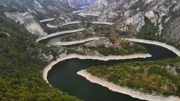 Aerial View Meanders of River Uvac