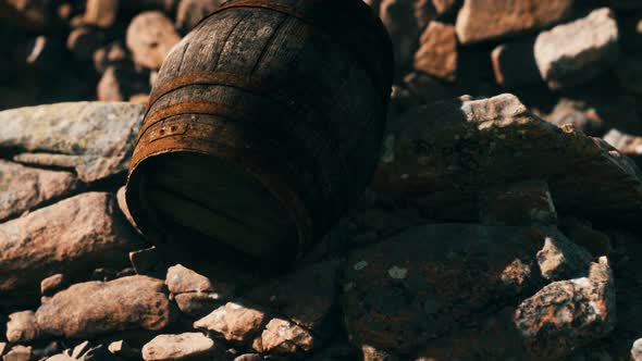 Old Wooden Barrel on the Rocks alt