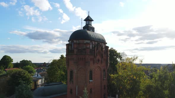 Aerial Shot The City Zhytomyr. Water Tower. Ukraine alt