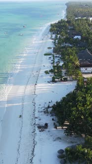 Vertical Video Boats in the Ocean Near the Coast of Zanzibar Tanzania alt