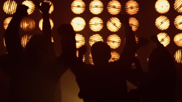 Silhouettes Happy People Dancing on Disco alt