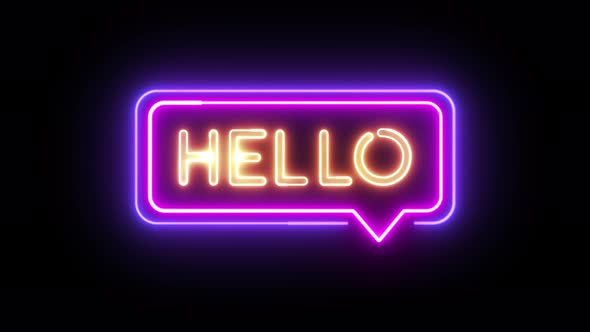 Hello Neon Sign Speech Bubble alt