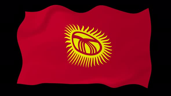 Kyrgyzstan Flag Wave Motion Black Background