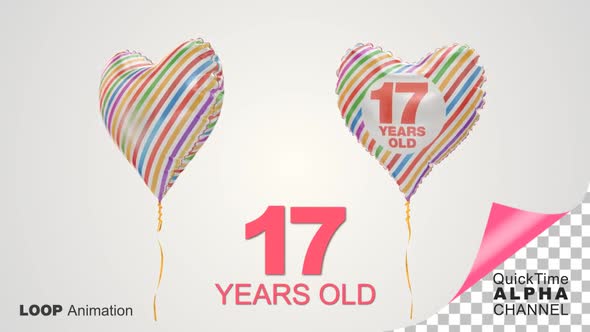 17th Birthday Celebration Heart Shape Helium Balloons