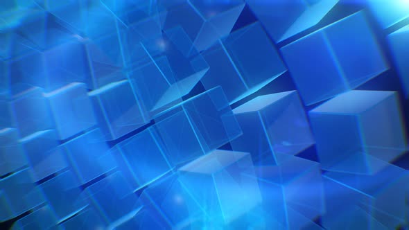 3D Abstract Blue Cubes Corporate Background 4K