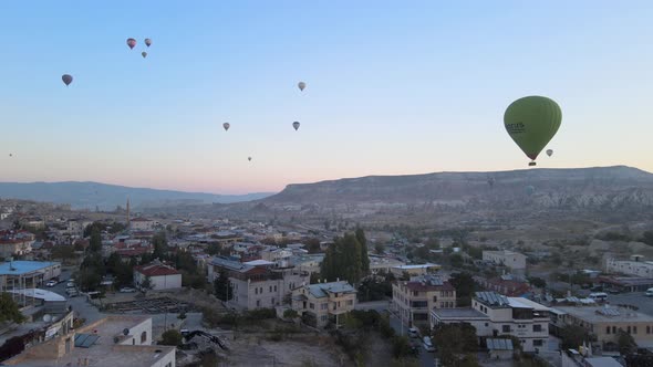 Cappadocia, Turkey : Balloons in the Sky. Aerial View alt
